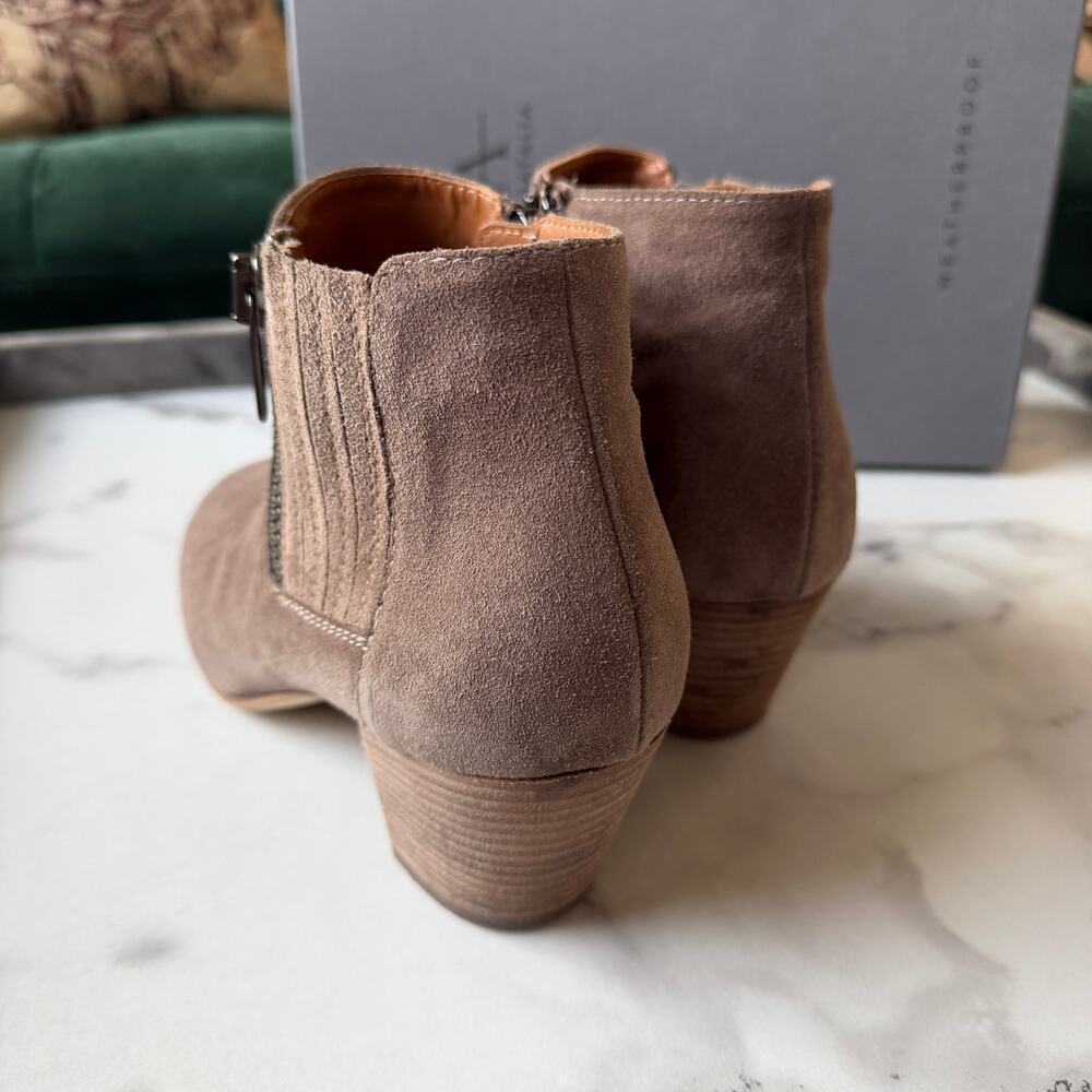 Aquatalia Fallon Suede Ankle Booties Light Brown Size 39 - Picture 7 of 9
